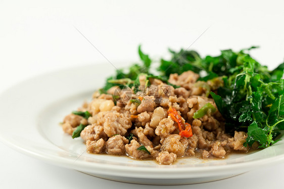 炒猪肉鱼盘子午餐蔬菜食物美食香料搅拌味道烹饪油炸图片