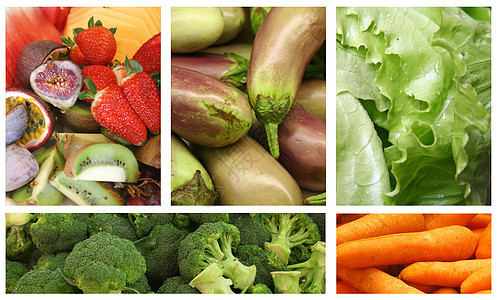 水果和蔬菜生长食品多样性拼贴画维生素均衡纤维生产早餐食物图片
