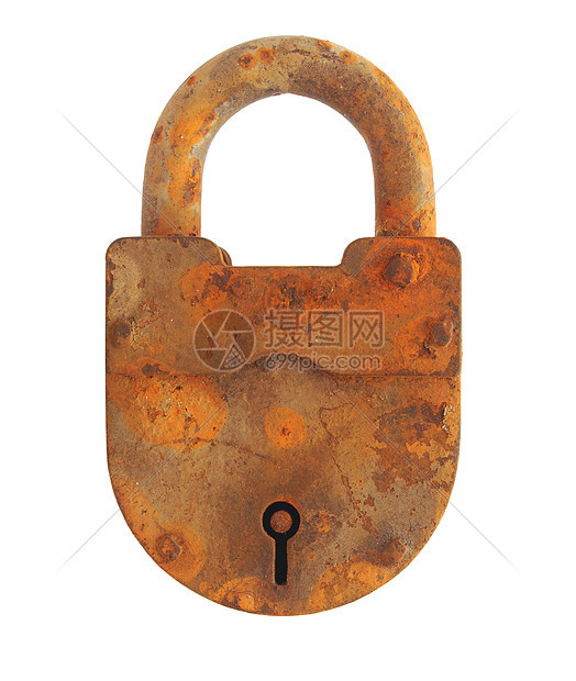 旧生锈的锁锁特写图片