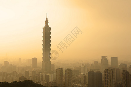 日落时台北爬坡建筑摩天大楼风景城市住宅地标首都橙子天际图片