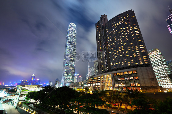 晚上在香港石头场景旅行顶峰玻璃旅游天空市中心经济办公室图片