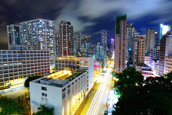 晚上在市中心的香港天际港口天空场景石头玻璃城市办公室顶峰旅游图片