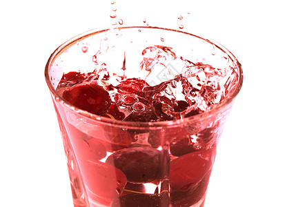 玻璃花瓶樱桃在玻璃杯中浆果玻璃背景