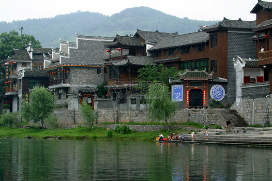 中国 湖南 湖南西部 凤凰城 风景 旅游 风景区 风景区人类城门历史建筑设施水面工程河流用水水利图片