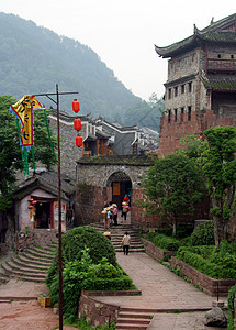 中国 湖南 湖南西部 凤凰城 自然 风景 旅游 风景区 风景区水利河流用水历史水面建筑设施游船旅行街道图片