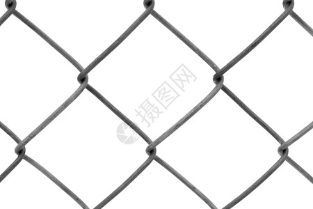 隔离在白色上的链锁栅栏格子链环安全镀锌建造网格边界金属外壳链式图片