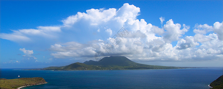 加勒比尼维斯岛天空顶峰场景海景海岸小猫海洋蓝色热带天堂图片