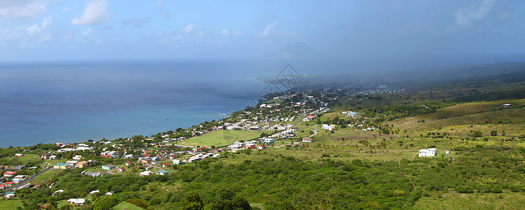 圣基茨海岸线清扫海岸小猫旅游天堂旅行海洋热带蓝色村庄图片