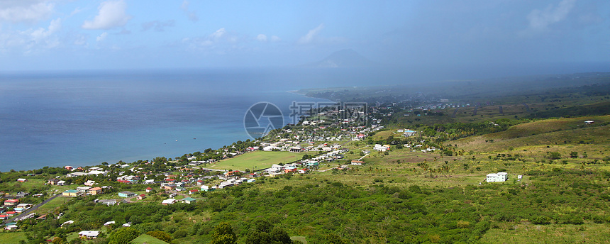 圣基茨海岸线清扫海岸小猫旅游天堂旅行海洋热带蓝色村庄图片