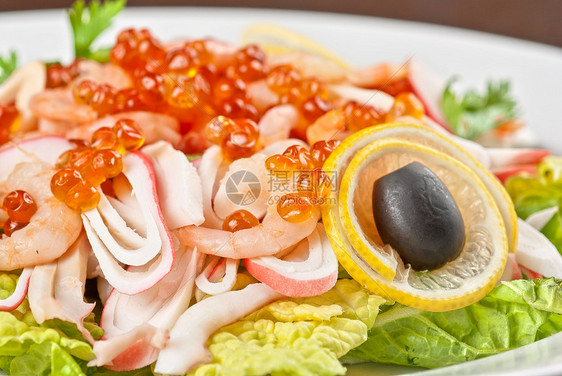 海沙拉水果鱿鱼飞行美食小吃海鲜食物鱼子奢华柠檬图片