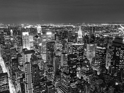纽约市夜景之夜场景城市旅游天空建筑交通天际日落反射办公室图片