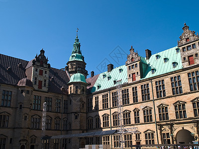 Kronborg 哈姆雷特埃尔西诺尔赫辛格堡丹麦防御城市教会天空历史性堡垒历史城堡古迹旅行图片