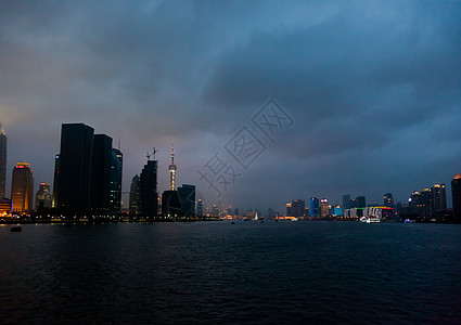 城市夜晚星空中国的浦东上海背景