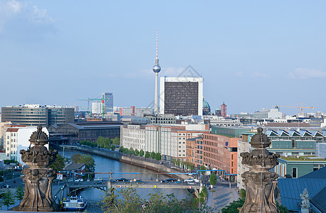中柏林空中观察尖塔建筑物旅游主场首都大教堂蓝色建筑广场天际图片