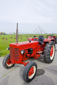 荷兰荷兰拖拉机机械农场车辆农村农业机械农业农具外观机器红色图片