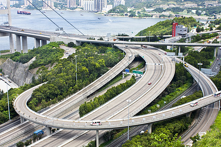 香港复杂公路交汇的空中观景图交通运输旅行天线水平照片大路图片