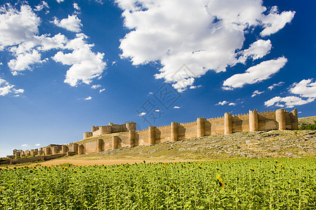 索里亚省城堡 Castile和Leon Spai壁垒建筑学堡垒历史性世界建筑物防御要塞建筑墙壁图片