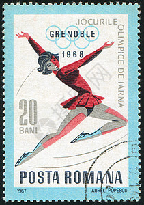 冰滑动手臂邮戳历史性鼻子运动员集邮头发女士明信片邮票图片