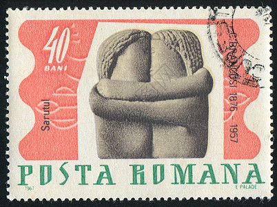 亲吻雕塑夫妻明信片眼睛邮资折叠几何邮件邮票拥抱图片
