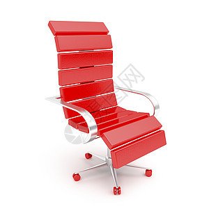 现代红臂椅子座位扶手椅皮革家具商业秘书金属老板首席红色背景图片