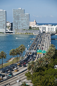 离开佛罗里达州迈阿密场景海岸线美化街道热带气候海滩城市住宅区码头图片