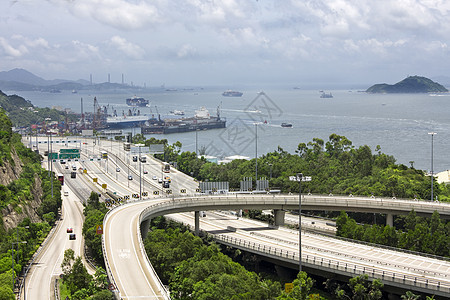 香港高速公路旅行蓝色车辆辉光市中心射线运输汽车场景建筑图片