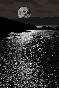 月光夜视 宁静的岩石图片