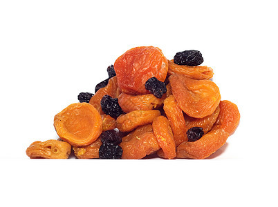 白底孤立的葡萄干和干杏仁水果葡萄干小吃营养图片