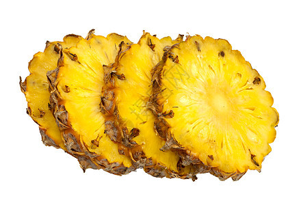 白色背景上孤立的新鲜切片菠萝热带叶子食物黄色水果气候小吃图片