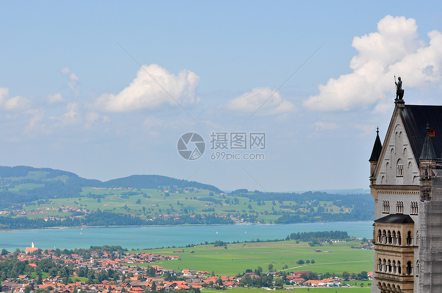 纽施旺斯坦城堡风景风格地标蓝色大厦森林旅行自然建筑爬坡图片