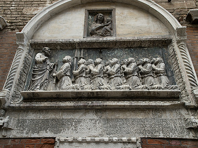 威尼斯圆顶雕刻大理石建筑物游客教会福音者雕塑房屋假期图片