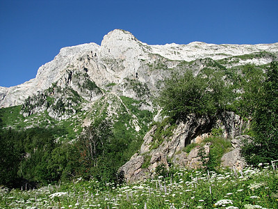 高山木头岩石山丘树木风景背景解脱天空距离旅行图片