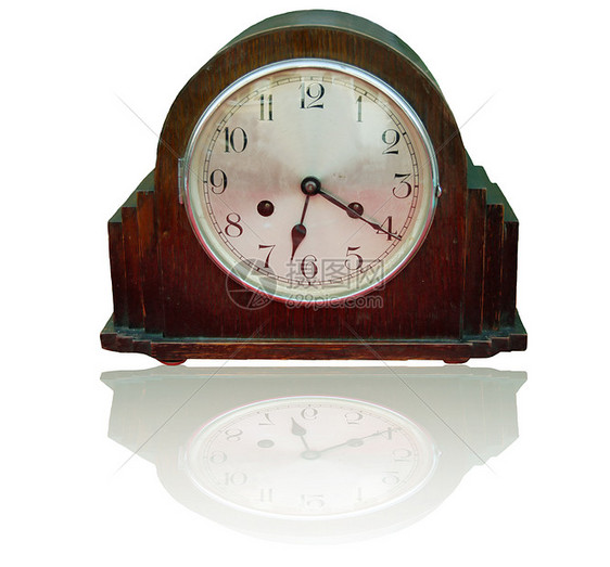 旧的反时钟数字时间古董木头警报白色小时钟表滴答手表图片