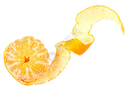 一个橙色橘子皮果宏观圆圈皮肤果汁热带黄色橙子照片白色活力图片