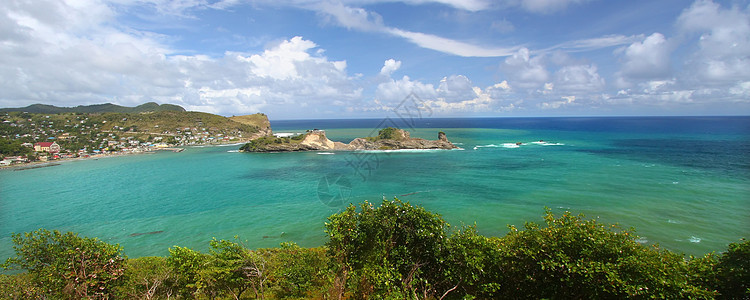 圣卢西亚假期海岸线岩石天堂破坏海岸热带云景蓝色旅行图片