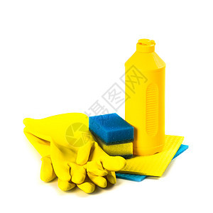 清洁用产品白色塑料洗涤剂灰尘卫生橡皮手套家务洁净绿色图片
