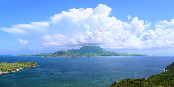 加勒比尼维斯岛顶峰小猫海景蓝色全景场景旅行海岸天空热带图片