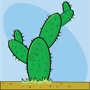 仙地艺术沙漠植物植被卡通片绘画多刺插图绿色图片