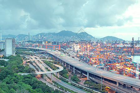 香港集装箱集装箱码头和石板桥加装街道运动射线景观地标辉光建筑运输城市交通图片