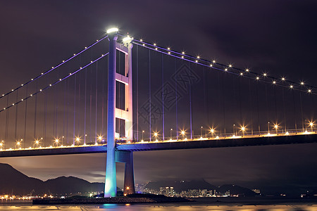 夜里香港清马桥黑色建筑旅行电缆连接器城市游客反射商业金融图片