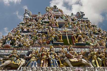 新加坡印度教寺庙场所建筑学圣地礼拜雕塑上帝天空建筑女神图片