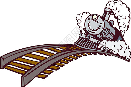 古老的蒸汽火车机车货运乘客货物艺术品插图铁路过境运输背景图片