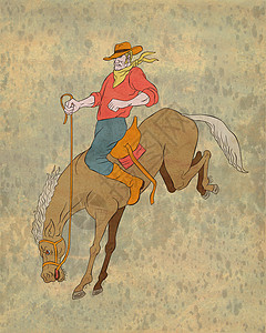 骑马的男人牛仔竞技表演骑马野马男性插图男人骑术动物卡通片牛仔骑士背景