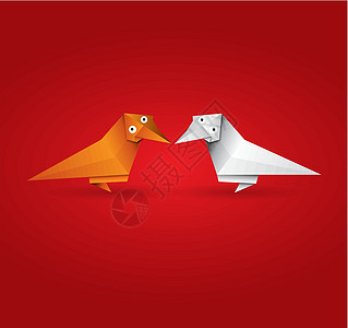 Origami夫妇鸟图片