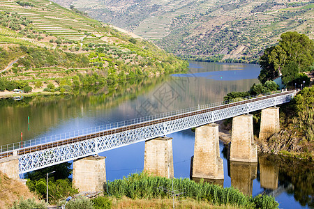 葡萄牙杜罗河谷的铁路管道外观世界遗产河流栽培葡萄园世界旅行位置桥梁山谷图片