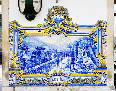 平豪 杜罗谷 波尔等地火车站的瓷砖栽培葡萄蓝色外观河谷绘画艺术装饰图片