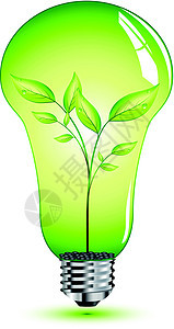 灯泡内自然叶电气创造力技术金属绿色玻璃插图螺旋生态叶子图片