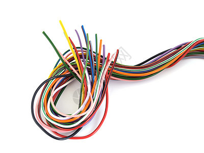 多彩六色的电线电子产品地面电缆维修电气蓝色橡皮卷曲商业多核图片
