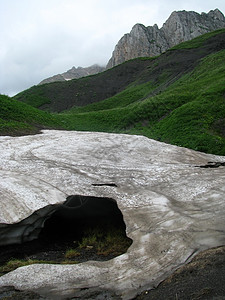 山山脉天空轨道岩石冰川解脱山丘斜坡高山青菜全景图片