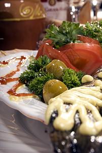 烤鱼享受沙拉餐厅海鲜辣椒烹饪蔬菜美食香菜菜单图片